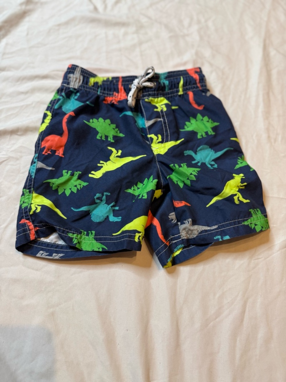 Carter's Navy Dinosaur Swim Shorts with Multicolor Dino Prints